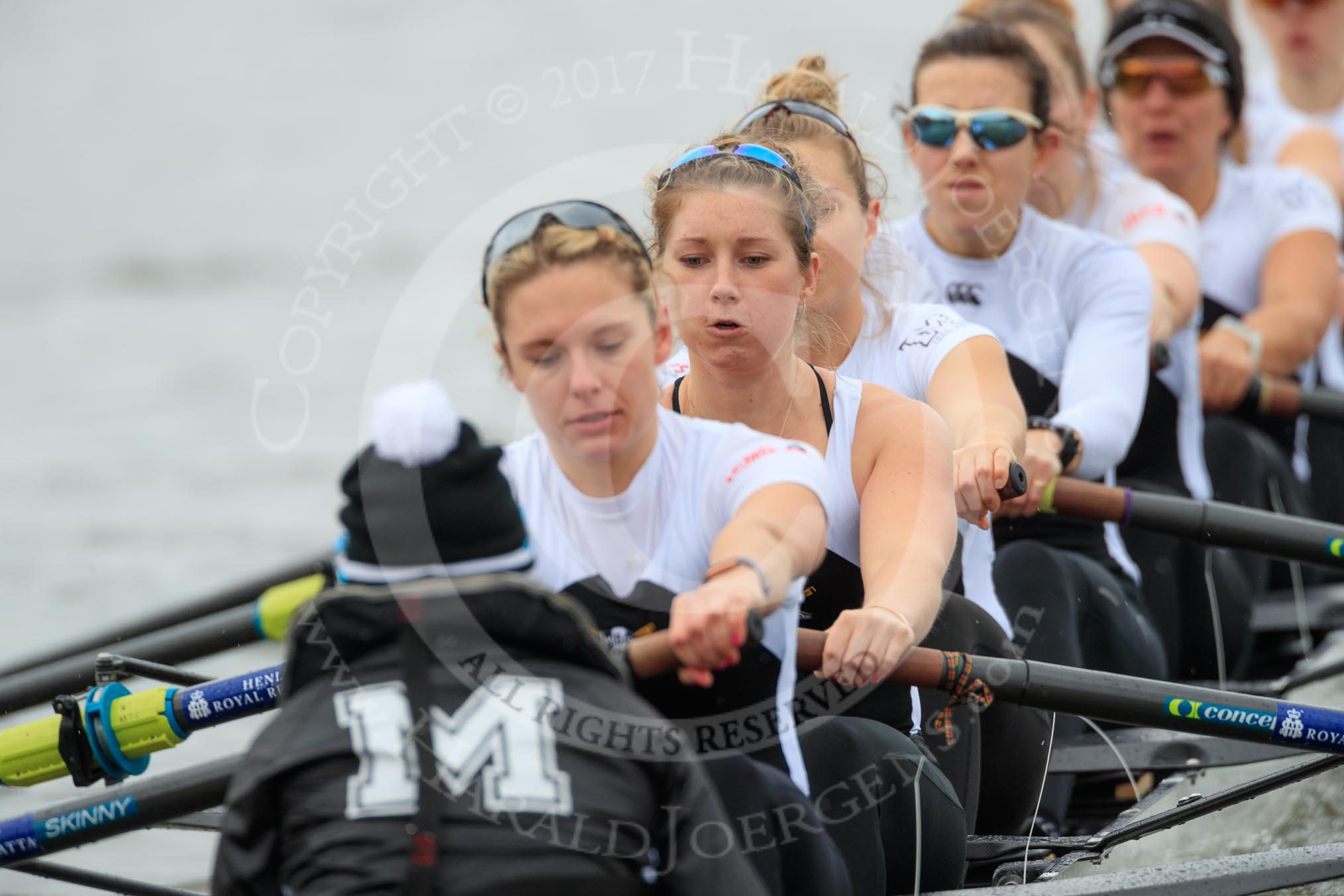 The Women's Boat Race season 2018 - fixture OUWBC vs. Molesey BC: Molesey at the moment the race is started: Cox Ella Taylor, stroke Katie Bartlett, 7 Emma McDonald, 6 Molly Harding, 5 Ruth Whyman, 4 Claire McKeown, 3 Gabby Rodriguez.
River Thames between Putney Bridge and Mortlake,
London SW15,

United Kingdom,
on 04 March 2018 at 13:45, image #50