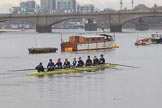 The Women's Boat Race season 2018 - fixture OUWBC vs. Molesey BC: OUWBC, before the race, on the way to Putney Bridge: Cox Jessica Buck, stroke Beth Bridgman, 7 Abigail Killen, 6 Sara Kushma, 5 Morgan McGovern, 4 Alice Roberts, 3 Juliette Perry, 2 Katherine Erickson, bow Renée Koolschijn.
River Thames between Putney Bridge and Mortlake,
London SW15,

United Kingdom,
on 04 March 2018 at 13:06, image #9