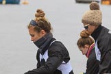 The Women's Boat Race season 2018 - fixture OUWBC vs. Molesey BC: Molesey's 6 seat Molly Harding, 5 seat Ruth Whyman, and 4 Claire McKeown.
River Thames between Putney Bridge and Mortlake,
London SW15,

United Kingdom,
on 04 March 2018 at 13:08, image #11