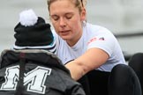 The Women's Boat Race season 2018 - fixture OUWBC vs. Molesey BC: Molesey stroke Katie Bartlett with cox Ella Taylor.
River Thames between Putney Bridge and Mortlake,
London SW15,

United Kingdom,
on 04 March 2018 at 13:49, image #72