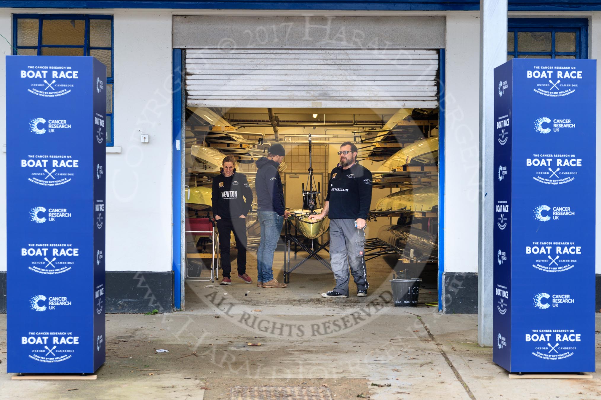 The Cancer Research UK Women's Boat Race 2018: A glimpse into the boathouse used by CUWBC..
River Thames between Putney Bridge and Mortlake,
London SW15,

United Kingdom,
on 24 March 2018 at 13:39, image #9
