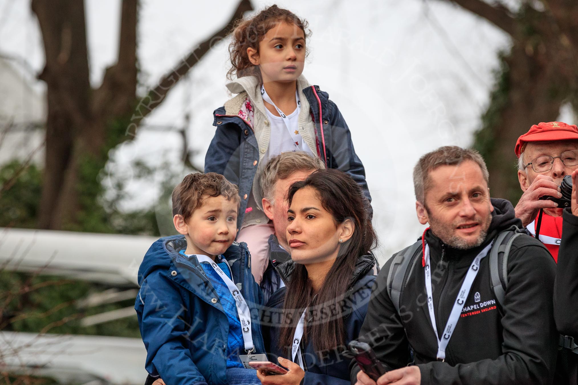 The Cancer Research UK Women's Boat Race 2018: Spectators at Mortlake Boat Club, waiting for the price giving.
River Thames between Putney Bridge and Mortlake,
London SW15,

United Kingdom,
on 24 March 2018 at 17:04, image #231