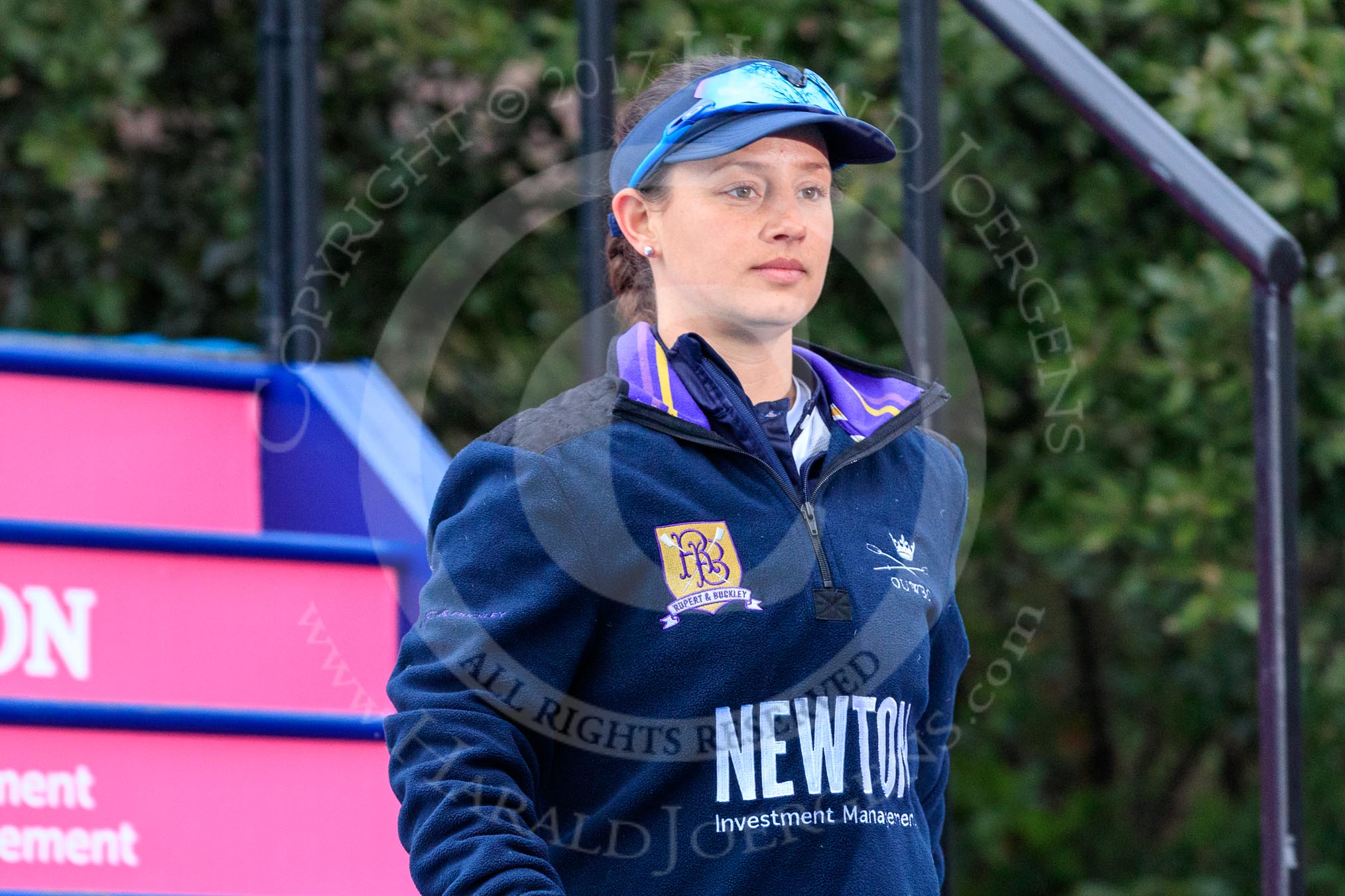 The Cancer Research UK Women's Boat Race 2018: Stepping down from the podium after the race - Oxford' s cox Jessica Buck.
River Thames between Putney Bridge and Mortlake,
London SW15,

United Kingdom,
on 24 March 2018 at 17:06, image #248
