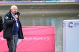 The Cancer Research UK Women's Boat Race 2018: Sports broadcaster David Mercer commentating the toss.
River Thames between Putney Bridge and Mortlake,
London SW15,

United Kingdom,
on 24 March 2018 at 14:28, image #28