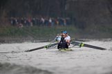 The Cancer Research UK Women's Boat Race 2018: The Oxford boat - cox Jessica Buck, stroke Beth Bridgman, 7 Abigail Killen, 6 Sara Kushma, 5 Morgan McGovern, 4 Alice Roberts, 3 Juliette Perry, 2 Katherine Erickson, bow Renée Koolschijn
. The Cambridge boat is pretty far away in front.
River Thames between Putney Bridge and Mortlake,
London SW15,

United Kingdom,
on 24 March 2018 at 16:48, image #203