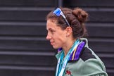 The Cancer Research UK Women's Boat Race 2018: Cambridge 2 seat Imogen Grant after the price giving, and a lot of champagne spraying.
River Thames between Putney Bridge and Mortlake,
London SW15,

United Kingdom,
on 24 March 2018 at 17:18, image #330
