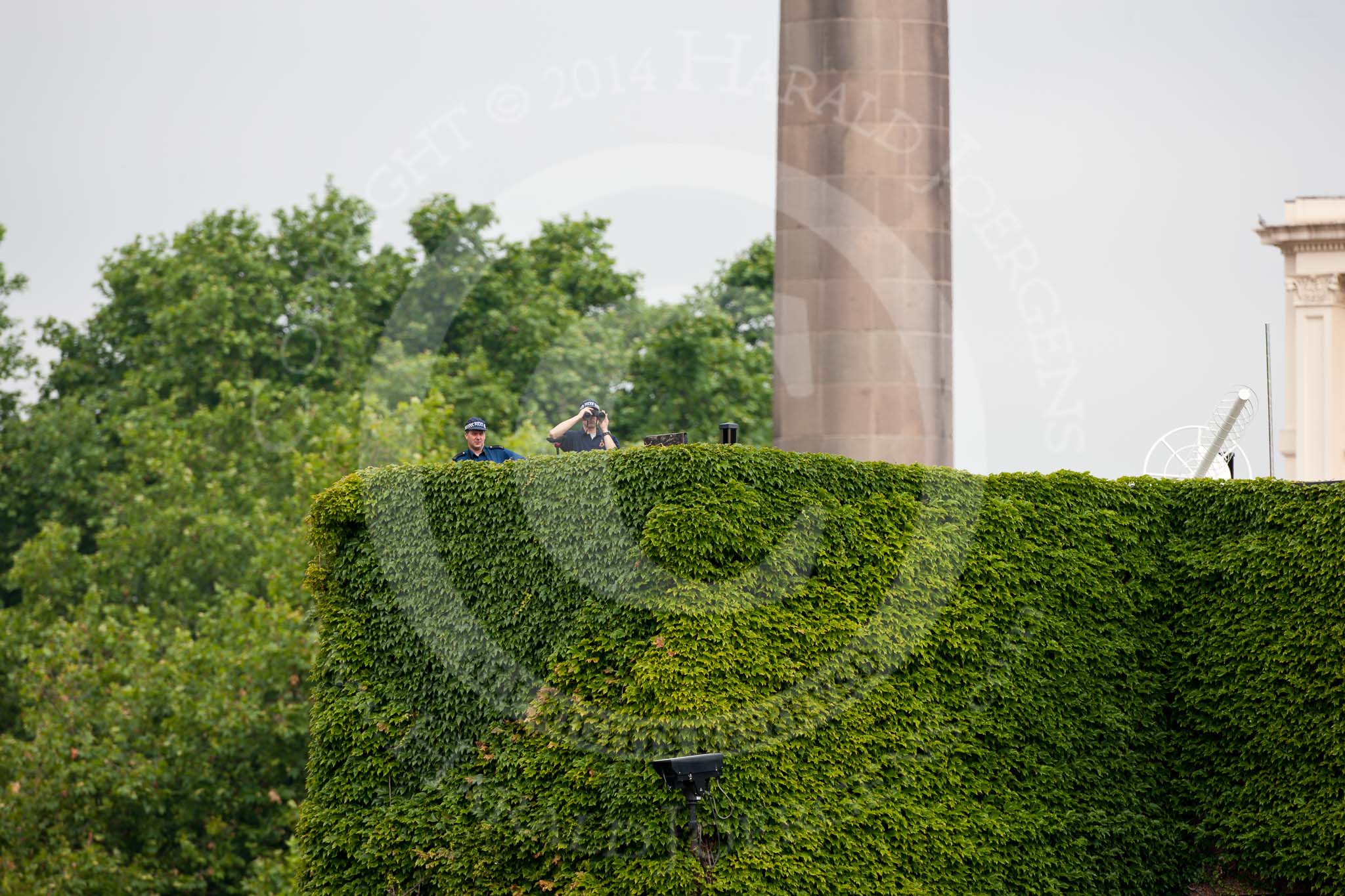 Trooping the Colour 2009: Metropolitan Police on top of the Citadel, the ivy covered war time bunker next to the Old Admirality Building..
Horse Guards Parade, Westminster,
London SW1,

United Kingdom,
on 13 June 2009 at 09:23, image #3