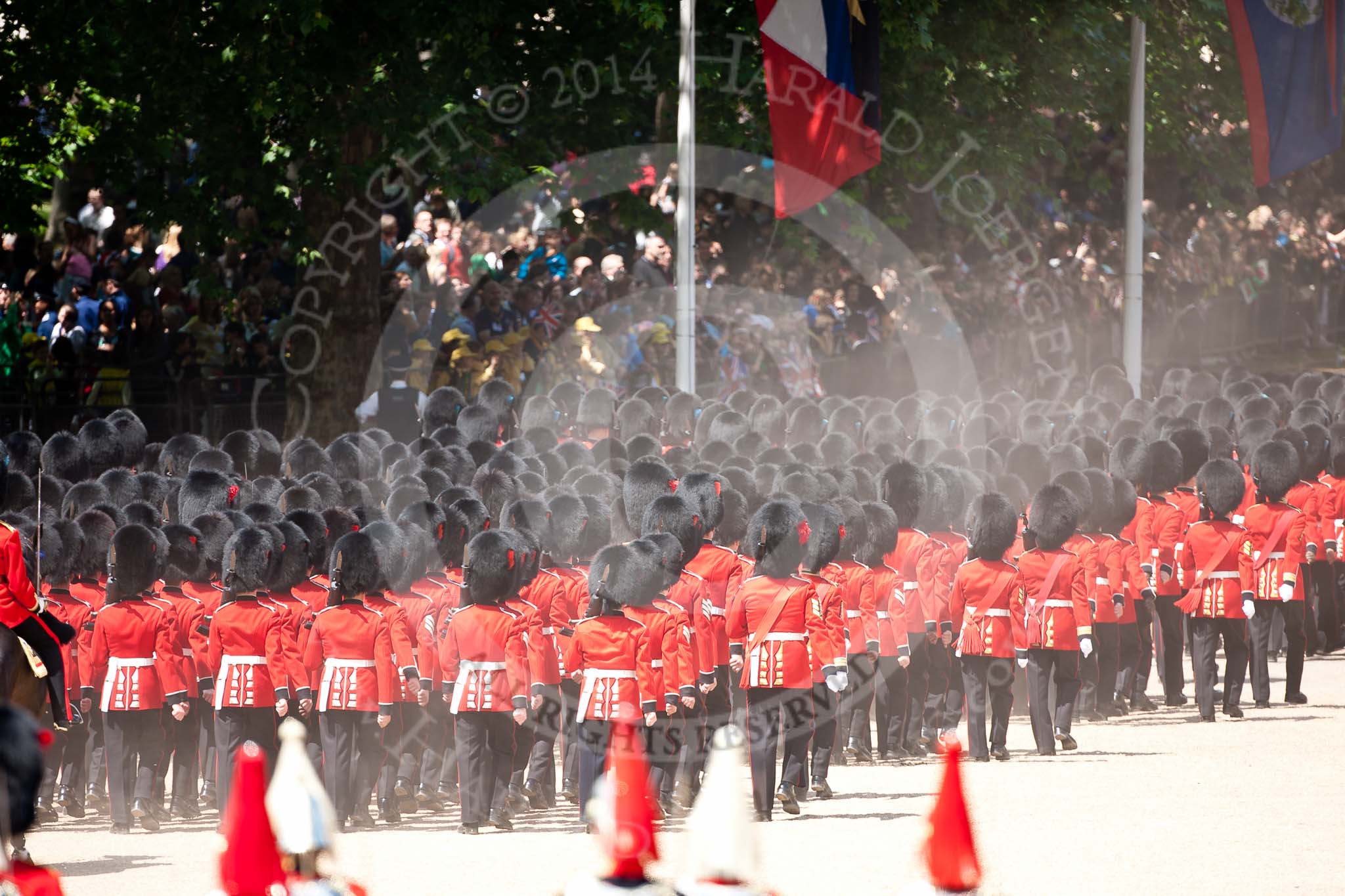 Trooping the Colour 2009: March Off - the footguards disappearing in a cloud of dust..
Horse Guards Parade, Westminster,
London SW1,

United Kingdom,
on 13 June 2009 at 12:15, image #269