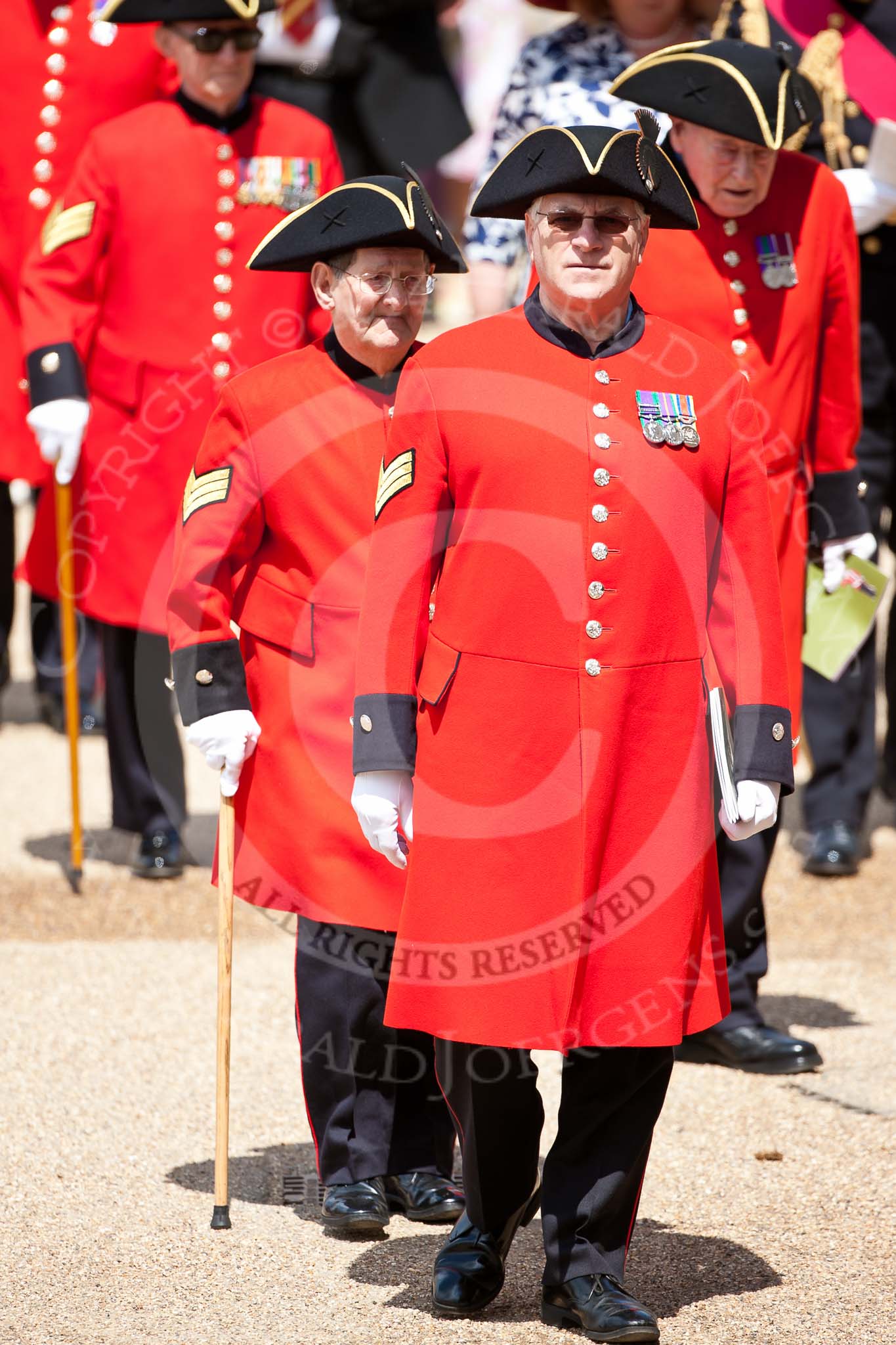 Trooping the Colour 2009: Chelsea Pensioners leaving Horse Guards Parade after the event..
Horse Guards Parade, Westminster,
London SW1,

United Kingdom,
on 13 June 2009 at 12:19, image #271