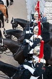 Trooping the Colour 2009: Four Troopers of The Blues and Royals with their drawn swords..
Horse Guards Parade, Westminster,
London SW1,

United Kingdom,
on 13 June 2009 at 11:06, image #153