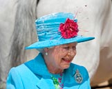 Trooping the Colour 2009: Close-up of HM The Queen, wearing a brooch of the Irish Guards..
Horse Guards Parade, Westminster,
London SW1,

United Kingdom,
on 13 June 2009 at 11:07, image #157