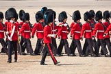 Trooping the Colour 2009: The Escort to the Colour marching forward. In the centre, commanding, Lieutenant P S G O'Gorman, on the left, with the white colour belt, the Ensign, 2nd Lieutenant Andrew Campbell..
Horse Guards Parade, Westminster,
London SW1,

United Kingdom,
on 13 June 2009 at 11:17, image #178