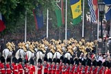 Trooping the Colour 2009: March Off - the Mounted Bands of the Household Cavalry on their way towards The Mall, passing No. 5 and No. 6 Guard..
Horse Guards Parade, Westminster,
London SW1,

United Kingdom,
on 13 June 2009 at 12:05, image #247