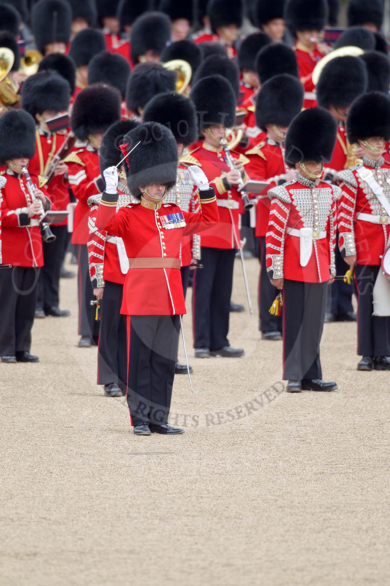 Trooping the Colour 2010: The Senior Director of Music at the parade, Lieutenant Colonel G O Jones of the Coldstream Guards, conducting..
Horse Guards Parade, Westminster,
London SW1,
Greater London,
United Kingdom,
on 12 June 2010 at 11:21, image #122