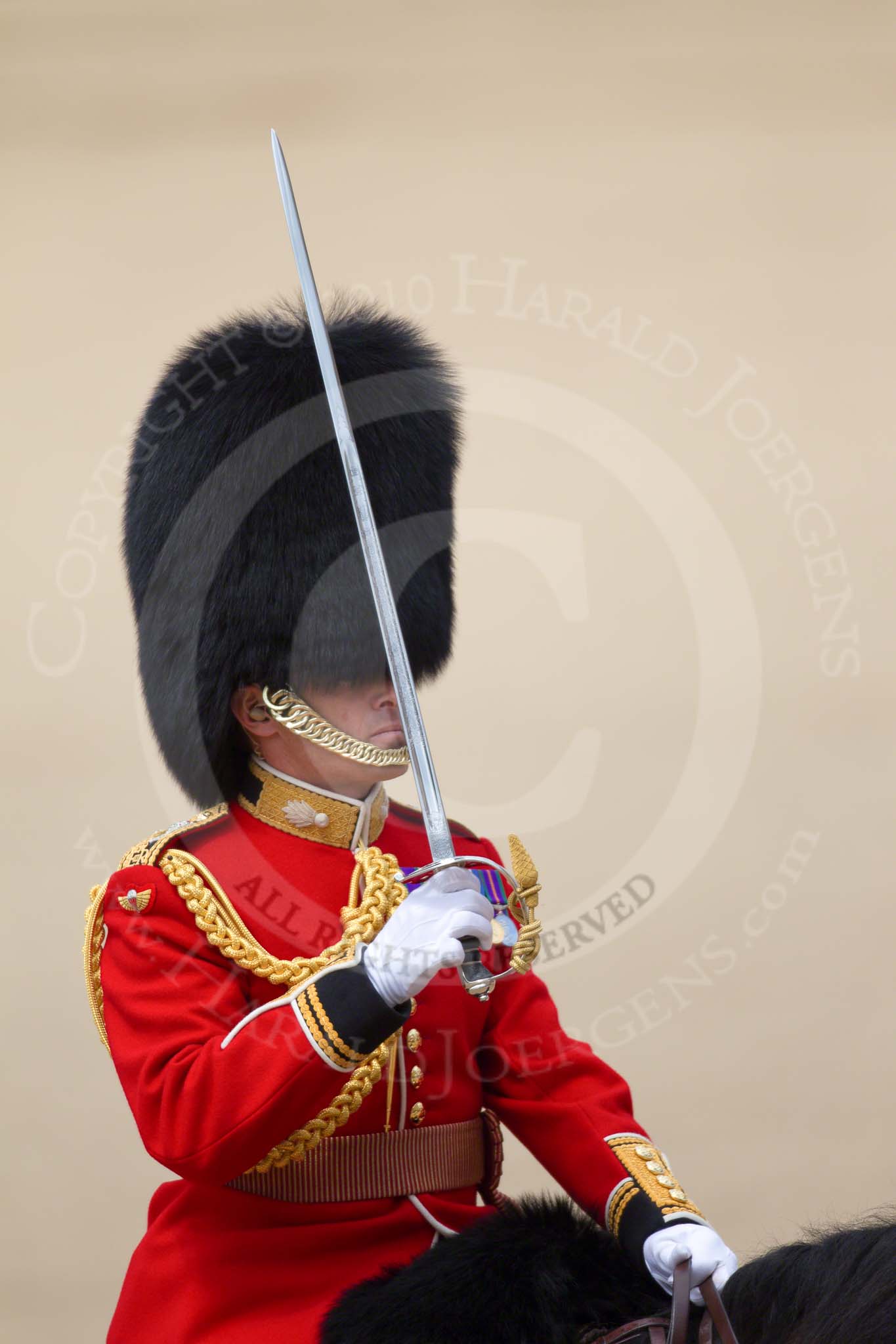 Trooping the Colour 2010: Lt Col C R V Walker, Grenadier Guards, Field Officer in Brigade Waiting and in command of the parade..
Horse Guards Parade, Westminster,
London SW1,
Greater London,
United Kingdom,
on 12 June 2010 at 12:08, image #189