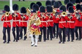 Trooping the Colour 2010: Drum Major of the Grenadier Guards leading the Band of the Grenadier Guards onto Horse Guards Parade.

In the background St. James's Park..
Horse Guards Parade, Westminster,
London SW1,
Greater London,
United Kingdom,
on 12 June 2010 at 10:31, image #14