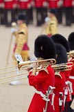 Trooping the Colour 2010: Musicians of the Band of the Grenadier Guards during the "Massed Bands Troop". On the left hand side two of the Drum Majors..
Horse Guards Parade, Westminster,
London SW1,
Greater London,
United Kingdom,
on 12 June 2010 at 11:13, image #112