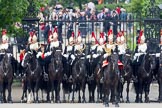 Trooping the Colour 2010: The First and Second Division of the Sovereign's Escort, Blues and Royals of the Household Cavalry, in front of St. James's Park, on the western side of the parade ground..
Horse Guards Parade, Westminster,
London SW1,
Greater London,
United Kingdom,
on 12 June 2010 at 11:34, image #135