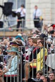 Trooping the Colour 2010: Spectators watchin the March Past by the Foot Guards, sitting on a stand on the eastern side of the parae ground. On top of the photo a television crew, at the bottom press photographers..
Horse Guards Parade, Westminster,
London SW1,
Greater London,
United Kingdom,
on 12 June 2010 at 11:44, image #154