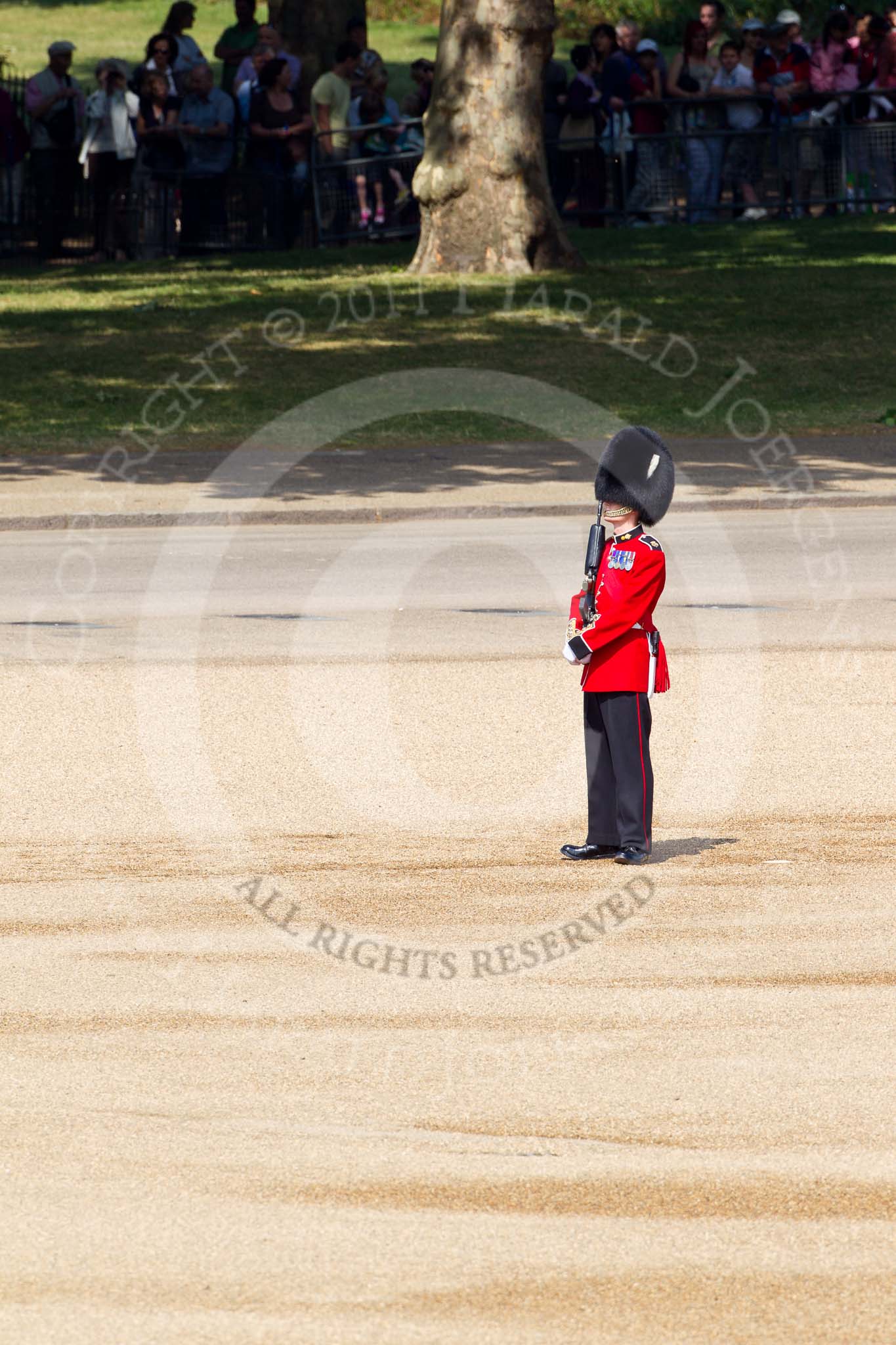 The Colonel's Review 2011: Guardsman from the Grenadier Guards, marking the position for No. 4 Guard (Nijmegen Company Grenadier Guards)..
Horse Guards Parade, Westminster,
London SW1,

United Kingdom,
on 04 June 2011 at 10:20, image #18