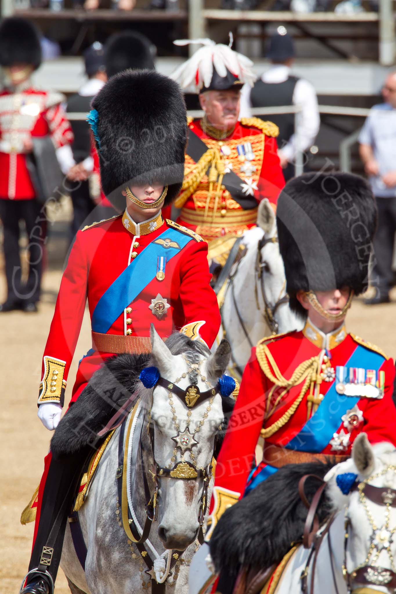 The Colonel's Review 2011: HRH Prince Edward, The Duke of Kent, Colonel Scots Guards. 'The Colonel's Review' is his review, behind him HRH Prince William, The Duke of Cambridge, and the Master of the Horse, The Lord Vestey..
Horse Guards Parade, Westminster,
London SW1,

United Kingdom,
on 04 June 2011 at 10:59, image #79