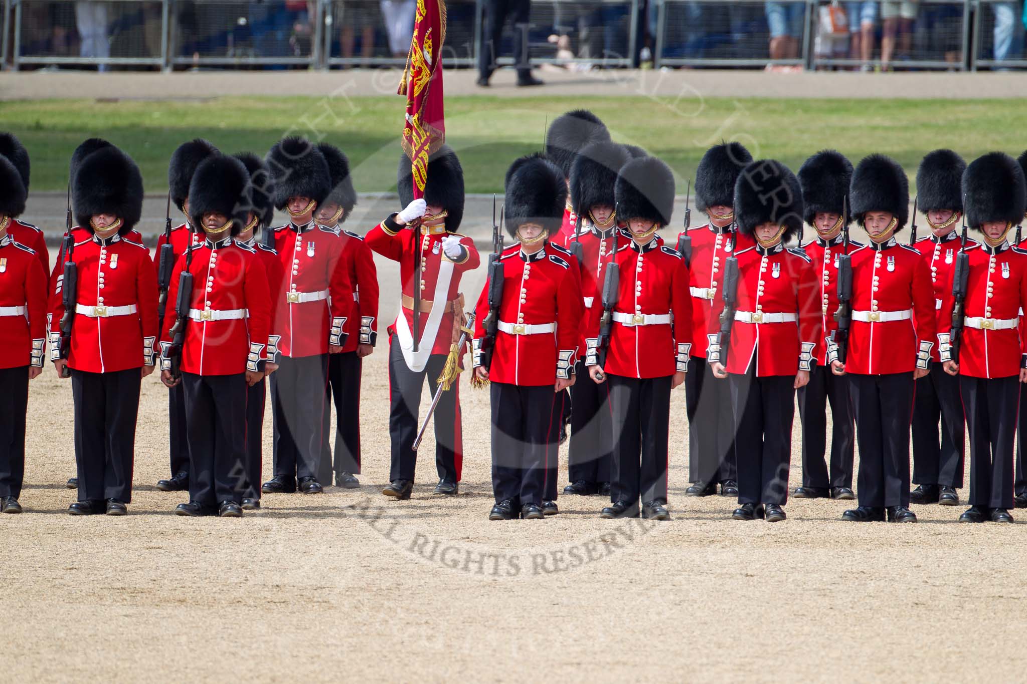 Photo 110604_115006_1D4_1194HaraldJoergens_ The Colonel's Review 2011: After completing the March Past, the Ensign, Lieutenant Tom Ogilvy, is moving to the front of No. 1 Guard, the Escort to the Colour..
Horse Guards Parade, Westminster,
London SW1,
United Kingdom,
on 04 June 2011 at 11:50, image #223