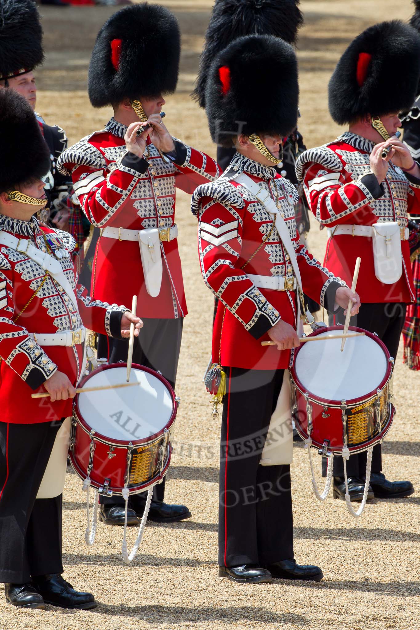 The Colonel's Review 2011: Drummers of the Band of the Scots Guards..
Horse Guards Parade, Westminster,
London SW1,

United Kingdom,
on 04 June 2011 at 12:02, image #276