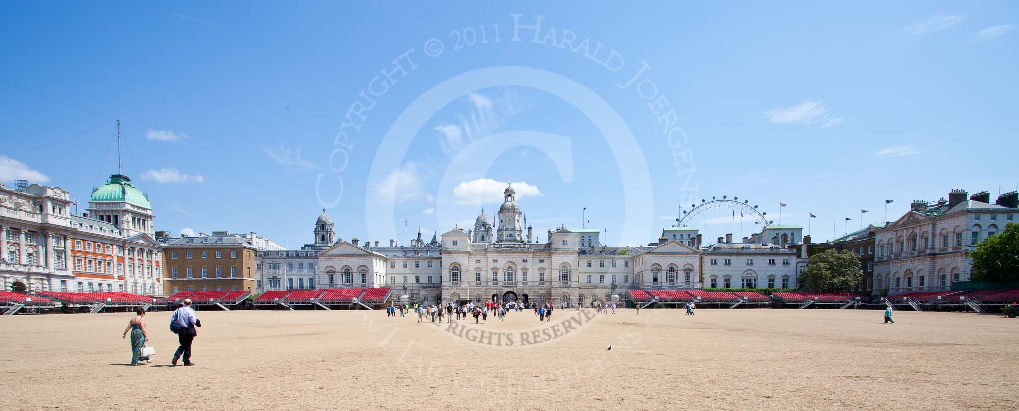 The Colonel's Review 2011: Horse Guards Parade quickly returning 'back to normal' after The Colonel's Review. On the right Horse Guards Building. On the left, the Old Admiralty, straight ahead William Kent's Horse Guards — formerly the headquarters of the British Army — and on the right the Foreign & Commonwealth Office..
Horse Guards Parade, Westminster,
London SW1,

United Kingdom,
on 04 June 2011 at 12:41, image #317