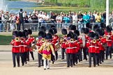 The Colonel's Review 2011: Senior Drum Major Ben Roberts leading the Band of the Welsh Guards onto Horse Guards Parade. In the background spectators watching from St. James's Park..
Horse Guards Parade, Westminster,
London SW1,

United Kingdom,
on 04 June 2011 at 10:12, image #10