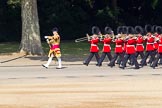 The Colonel's Review 2011: Drum Major Tony Taylor, No. 7 Company Coldstream Guards, with the Band of the Irish Guards arriving on Horse Guards Parade, marching past St. James's Park..
Horse Guards Parade, Westminster,
London SW1,

United Kingdom,
on 04 June 2011 at 10:16, image #13
