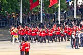 The Colonel's Review 2011: Drum Major Scott Fitzgerald, Coldstream Guards, leading the Band of the Coldstream Guards onto the parade ground, passing spectators watching from St. James's Park..
Horse Guards Parade, Westminster,
London SW1,

United Kingdom,
on 04 June 2011 at 10:24, image #21