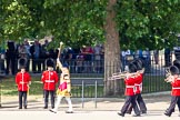 The Colonel's Review 2011: Drum Major Scott Fitzgerald, Coldstream Guards, leading the Band of the Coldstream Guards onto the parade ground, passing spectators watching from St. James's Park..
Horse Guards Parade, Westminster,
London SW1,

United Kingdom,
on 04 June 2011 at 10:25, image #23