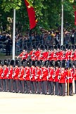 The Colonel's Review 2011: No. 1 Guard, 1st Battalion Scots Guards, the Escort for the Colour, marching onto Horse Guards Parade. In the foreground No. 5 Guard, 1st Battalion Welsh Guards..
Horse Guards Parade, Westminster,
London SW1,

United Kingdom,
on 04 June 2011 at 10:30, image #35
