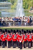 The Colonel's Review 2011: No. 1 Guard, 1st Battalion Scots Guards, the Escort for the Colour. In front, with the white colour belt, Lieutenant Tom Ogilvy, the Ensign that will troop the Colour through the ranks. In the background spectators watching from St. James's Park..
Horse Guards Parade, Westminster,
London SW1,

United Kingdom,
on 04 June 2011 at 10:42, image #57
