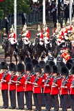 The Colonel's Review 2011: The Household Cavalry, here The Life Guards, arriving at Horse Guards Parade
In front No. 6 Guard, No. 7 Company Coldstream Guards.
Horse Guards Parade, Westminster,
London SW1,

United Kingdom,
on 04 June 2011 at 10:56, image #70