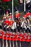 The Colonel's Review 2011: Part of the Royal Procession during The Colonel's Review: In front, in black, Crown Equerry Colonel Toby Browne. Riding next to him, Crown Equerry in Waiting Lieutenant Colonel Andrew Ford, behind him one of the Grooms. Behind the Grooms, Lord Guthrie of Craigiebank, and on his left Major General William Cubitt. Behind Lord Guthrie, Colonel Stuart Cowen. Next to him,with the white feathers, Colonel Alastair Mathewson..
Horse Guards Parade, Westminster,
London SW1,

United Kingdom,
on 04 June 2011 at 10:58, image #74