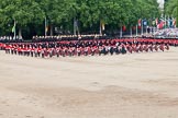 The Colonel's Review 2011: The Massed Bands during the Massed Bands Troop. In the rear the Pipers and Drummers of the Band of the Scots Guard, and, with the green capes, the Irish Guard Pipers..
Horse Guards Parade, Westminster,
London SW1,

United Kingdom,
on 04 June 2011 at 11:17, image #124
