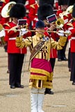 The Colonel's Review 2011: Drum Major Tony Taylor, No. 7 Company Coldstream Guards, leading the Band of the Irish Guards..
Horse Guards Parade, Westminster,
London SW1,

United Kingdom,
on 04 June 2011 at 11:35, image #167