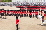 The Colonel's Review 2011: The March Past of the Foot Guards. Leading No. 1 to No. 6 Guard is the Major of the Parade, Major B P N Ramsay, and following No. 6 Guard is the Adjutant of the Parade,  Captain Hamish Barne.
On the very right, HRH Prince Edward, The Duke of Kent, the Colonel in the Colonel's Review..
Horse Guards Parade, Westminster,
London SW1,

United Kingdom,
on 04 June 2011 at 11:46, image #215