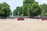 The Colonel's Review 2011: At the end of the March Past, the guards are getting back into their initial position as one long line of guardsman. In the background, spectators watching from St. James's Parl, with the lake and water feature..
Horse Guards Parade, Westminster,
London SW1,

United Kingdom,
on 04 June 2011 at 11:49, image #221