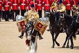 The Colonel's Review 2011: Kettle drummer on his drum horse, followed by euphists of the Mounted Bands..
Horse Guards Parade, Westminster,
London SW1,

United Kingdom,
on 04 June 2011 at 11:52, image #234