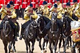 The Colonel's Review 2011: Massed Bands of the Household Cavalry. The instruments are, from left to right, euphonium, tuba, trombone, tuba, and trobone again, with a kettle drum on the very right..
Horse Guards Parade, Westminster,
London SW1,

United Kingdom,
on 04 June 2011 at 11:52, image #235