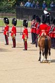 The Colonel's Review 2011: No. 5 Guard, 1st Battalion Welsh Guards. The officers in front, from left to right the Captain of the Guard, Major E J Mellish, the Ensign, Lieutenant F J Wright, and the Subaltern, Captain G C F Charles-Jones..
Horse Guards Parade, Westminster,
London SW1,

United Kingdom,
on 04 June 2011 at 12:04, image #279
