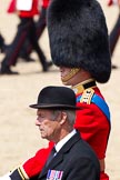 The Colonel's Review 2011: Marching Off - close-up of the Queen's Stud Groom, riding in place of the Prince of Wales at this Colonel's Review, and HRH Prince William, The Duke of Cambridge..
Horse Guards Parade, Westminster,
London SW1,

United Kingdom,
on 04 June 2011 at 12:07, image #289