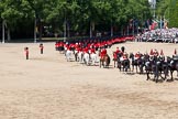 The Colonel's Review 2011: Marching Off - the guards leaving Horse Guards Parade, marching towards The Mall, followed by the Royal Procession, with the four Troopers of The Life Guards and the four Troopers of the Blues and Royals at the end..
Horse Guards Parade, Westminster,
London SW1,

United Kingdom,
on 04 June 2011 at 12:09, image #301