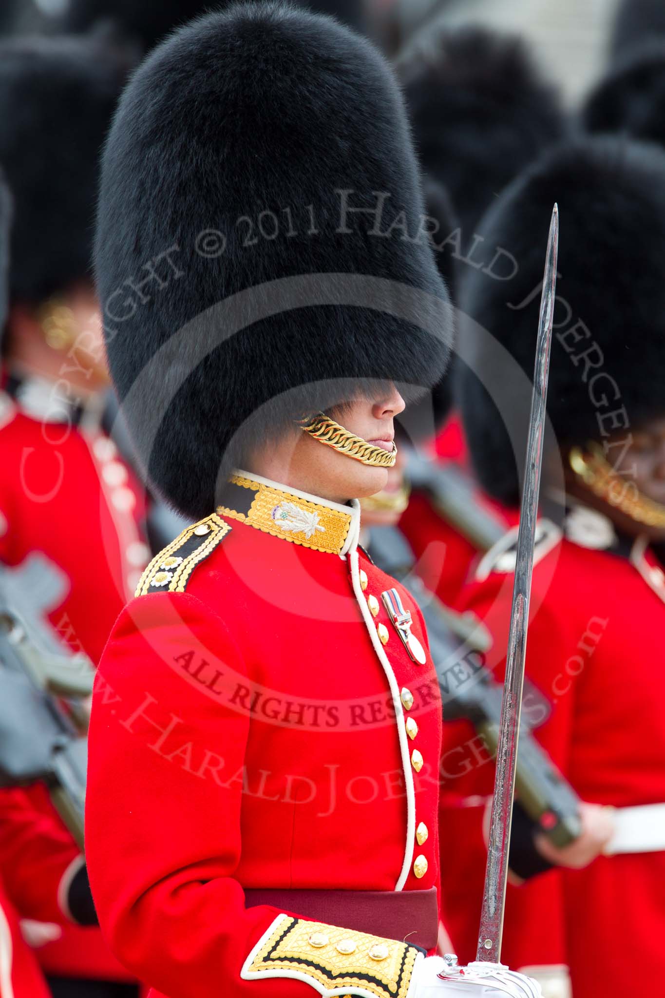 The Major General's Review 2011: Close-up of a Lieutenant from the Scots Guards..
Horse Guards Parade, Westminster,
London SW1,
Greater London,
United Kingdom,
on 28 May 2011 at 11:36, image #205