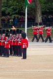 The Major General's Review 2011: Drum Major Alan Harvey, Irish Guards,
leading the Band of the Scots Guards onto Horse Guards Parade. In the background spectators watching from St. James's Park..
Horse Guards Parade, Westminster,
London SW1,
Greater London,
United Kingdom,
on 28 May 2011 at 10:30, image #51