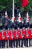 The Major General's Review 2011: The arrival of the Royal Party. Brigade Major Household Division, Lieutenant Colonel A P Speed, followed by four Troopers of The Life Guards, here passing No. 5 Guard, 1st Battalion Welsh Guards..
Horse Guards Parade, Westminster,
London SW1,
Greater London,
United Kingdom,
on 28 May 2011 at 10:56, image #93