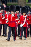 The Major General's Review 2011: No. 1 Guard, 1st Battalion Scots Guards, the Escort for the Colour, moving forward to collect the Colour. In front the Subaltern to the Escort,  Captain Krause-Harder-Colthorpe, behind, with the white colour belt, the Ensign, Lieutenant Tom Ogilvy..
Horse Guards Parade, Westminster,
London SW1,
Greater London,
United Kingdom,
on 28 May 2011 at 11:16, image #153