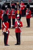 The Major General's Review 2011: A pivotal moment on Parade. Regimental Sergeant Major Ali Mackenzie holds the Regimental Colour, whilst the Ensign, Lieutenant Tom Ogilvy, one of the junior Officers of the 1st Battalion Scots Guards, salutes the Colour with his sword. This young man is tasked to carry the Colour on the Queen’s Birthday Parade..
Horse Guards Parade, Westminster,
London SW1,
Greater London,
United Kingdom,
on 28 May 2011 at 11:20, image #161